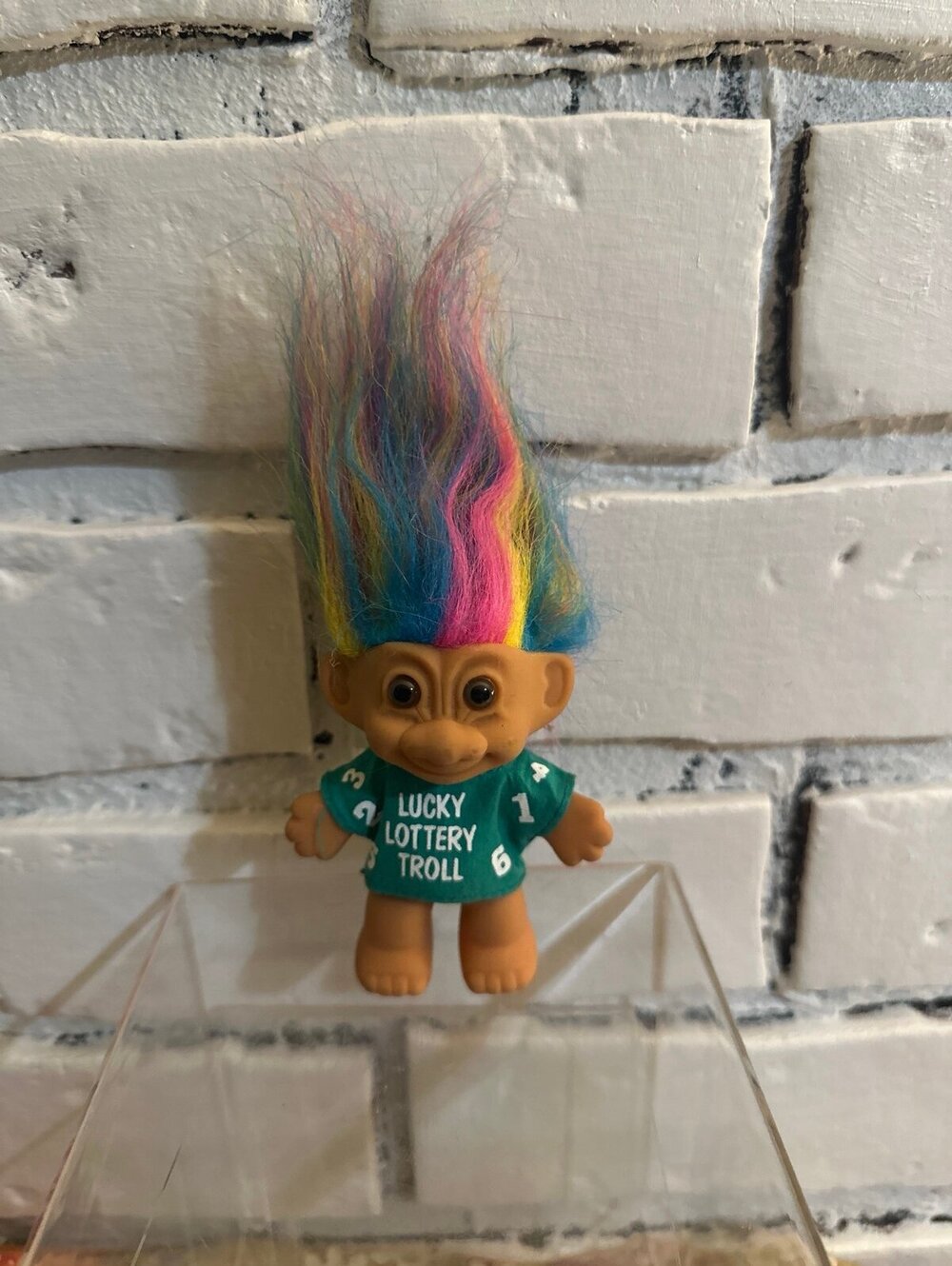 Russ Troll Doll Lucky Lottery Charm Lotto Vintage Rainbow Hair Figurine Toy